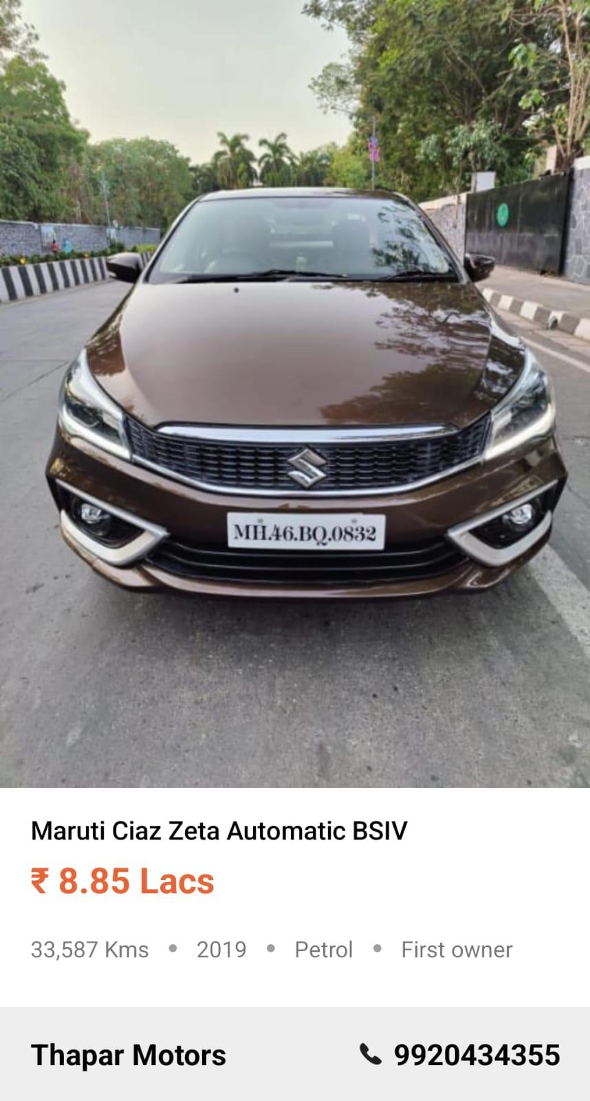 MARUTI SUZUKI CIAZ 2019 ZETA AT PETROL