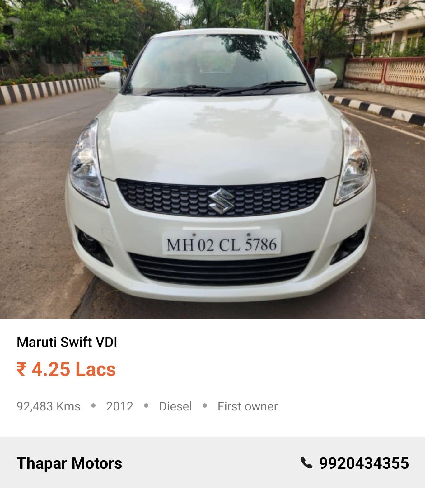 MARUTI SUZUKI SWIFT 2012 VDI (O) MT DIESEL