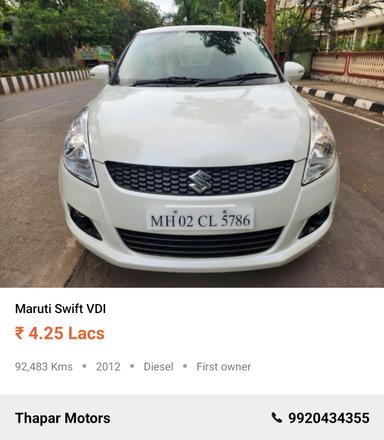 MARUTI SUZUKI SWIFT 2012 VDI (O) MT DIESEL