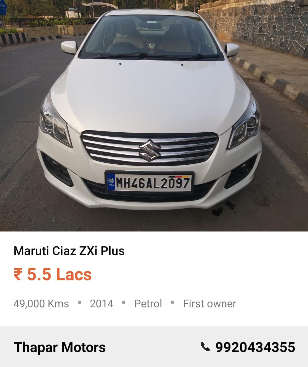 MARUTI SUZUKI CIAZ 2014 ZXI + MT PETROL