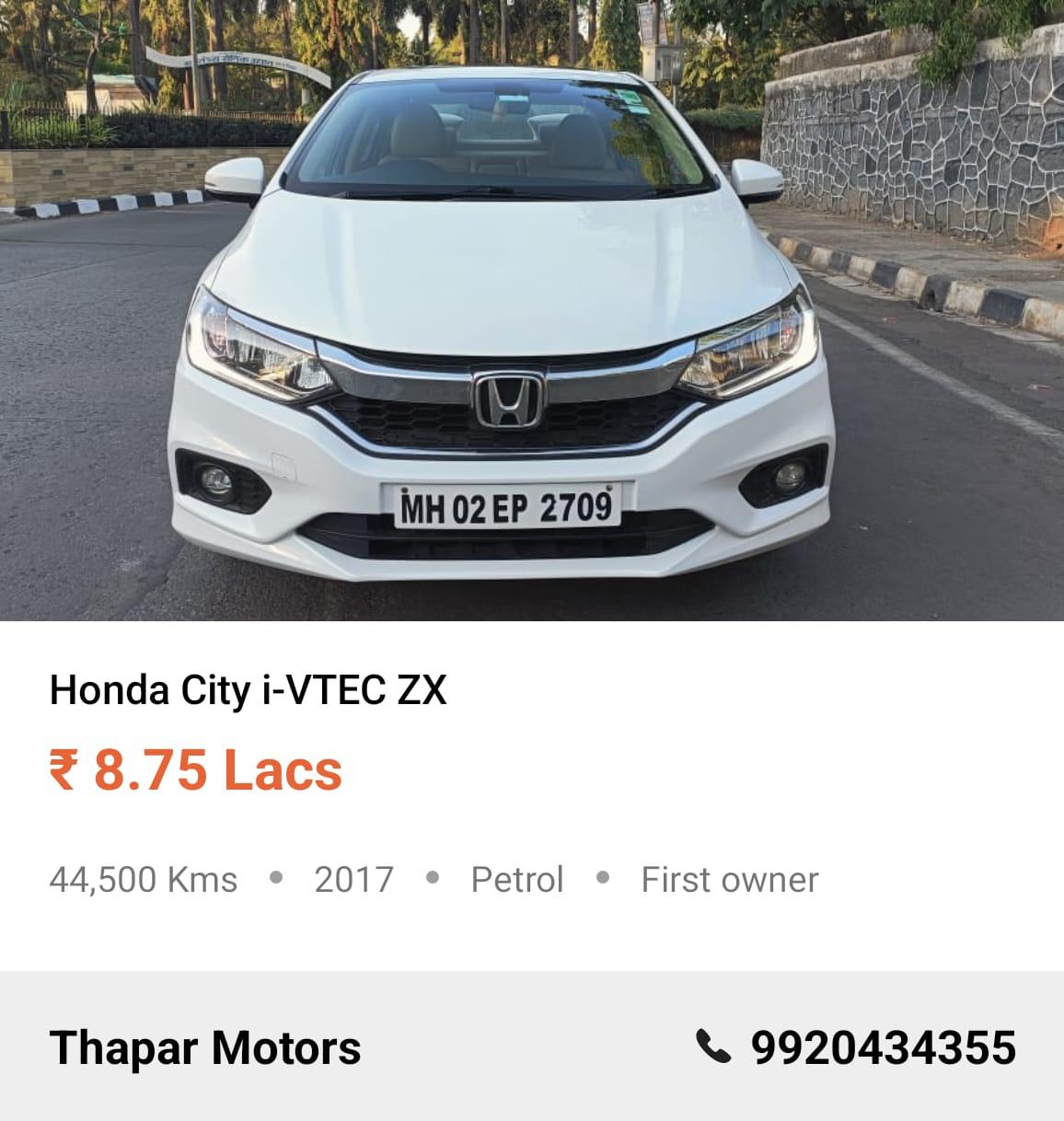 HONDA CITY 2017 ZX CVT AT PETROL