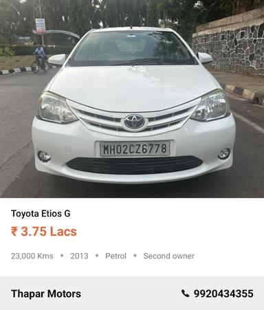 TOYOTA ETIOS 2013 G MT PETROL