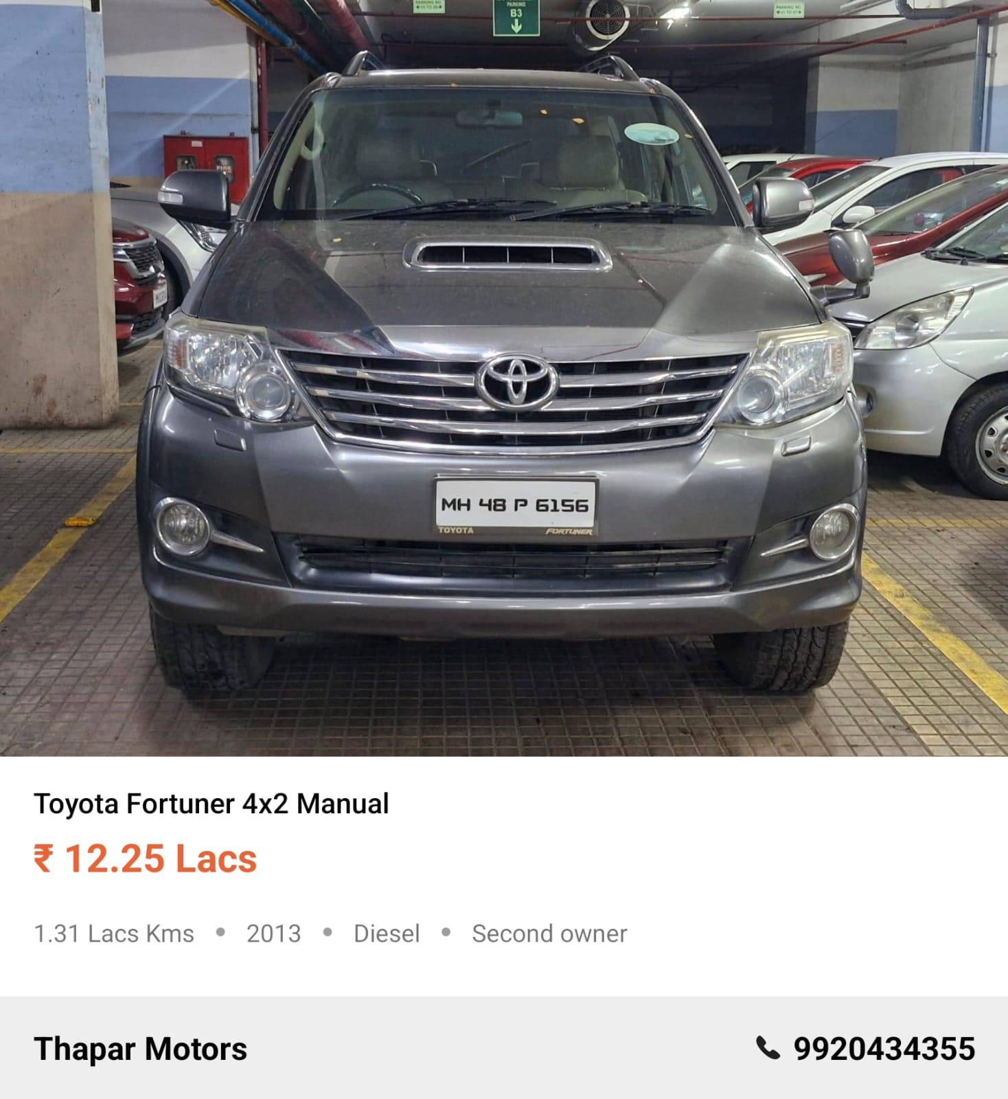 TOYOTA FORTUNER 2013 4X2 MANUAL DIESEL