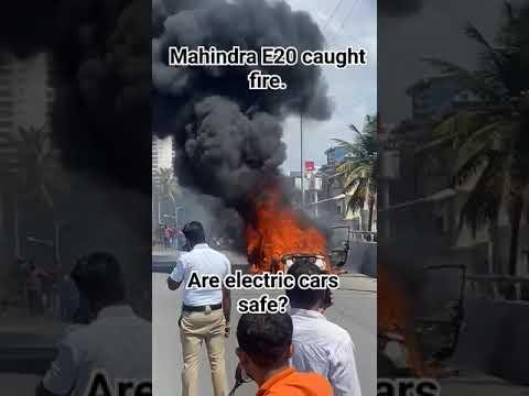 Thumbnail Mahindra E20 Electric car caught Fire at Dalmia Flyover  Bangalore. Are electric cars safe to Drive