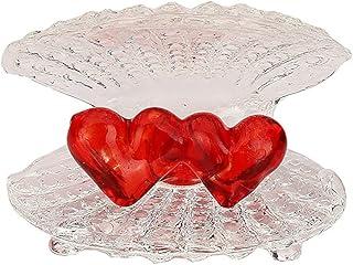 Romantic Sweet Red Heart with Sea Shell Handmade Crystal Showpiece Figure